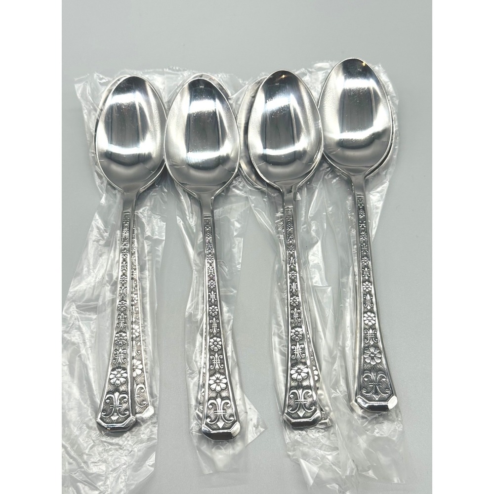 Interpur Florenz 8 Petal Flower Tablespoon Stainless Flatware Korea Lot of 8
